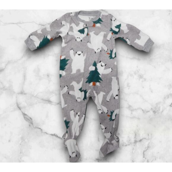 Carter's 12 Months Fleece Footed Pajamas 2pc Bundle Set - Cozy Sleepwear - Picture 6 of 7